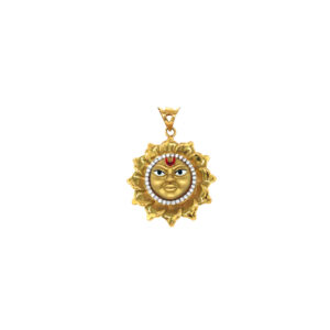 22KT Gold Surya Narayan Pendant with Meenakari Work| Pachchigar Jewellers