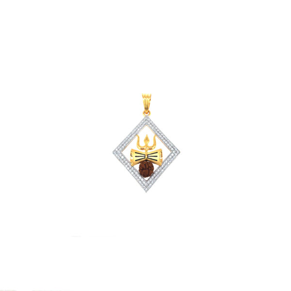 22K Yellow Gold Trishul, Damru and Rudraksh in one Pendant| Pachchigar Jewellers