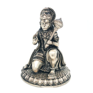 Lord Hanuman's Mighty Presence in Silver Idol