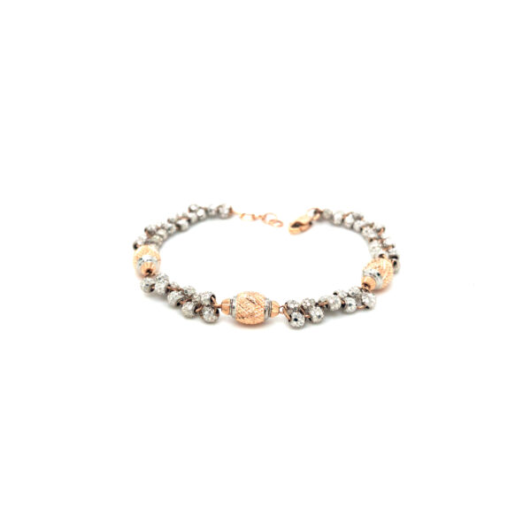 18K Rose Gold with Rhodium Balls Italian Chain Bracelet| Pachchigar Jewellers