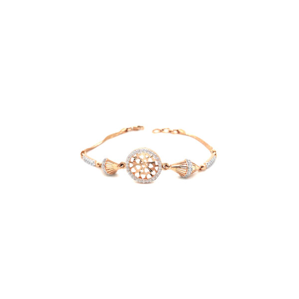 18k Rose Gold Highlighted with Stud Border Italian Bracelet| Pachchigar Jewellers