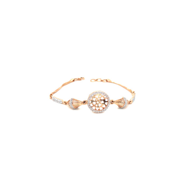 18k Rose Gold Highlighted with Stud Border Italian Bracelet| Pachchigar Jewellers