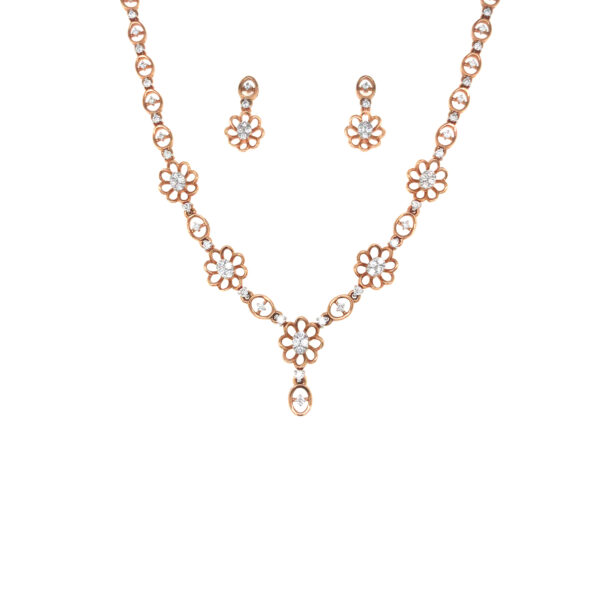 18K Rose Gold Floral Diamond Necklace  | Pachchigar Jewellers