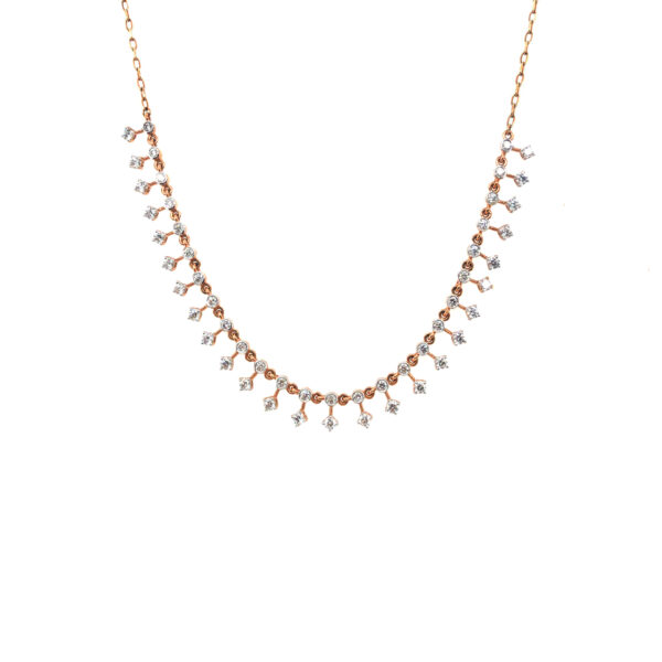 Elegant 18K rose gold Queen's Treasure diamond necklace  | Pachchigar Jewellers