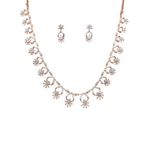 18K Rose Gold Classic Diamond Necklace with Earring