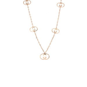 18K Gucci Rose Gold Interlocking GG Italian Pendant chain