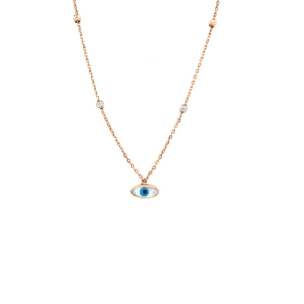 18K Italian Evil Eye Rose Gold Pendant chain| Pachchigar Jewellers