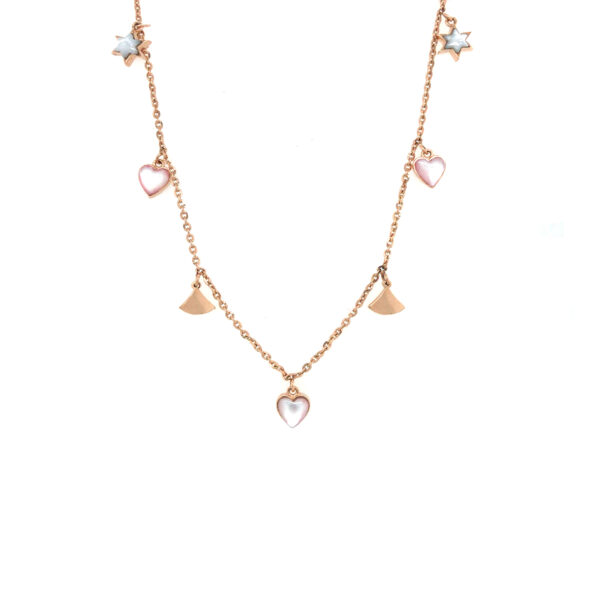 18K Italian Rose Gold Heart and Charms Chain| Pachchigar Jewellers