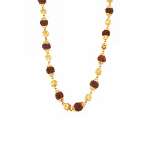 22K Gold Rudraksh Chain with Vertical Ball Border Cap Design| Pachchigar Jewellers