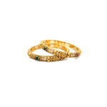 22K Yellow Gold Designer Ruby-Emerald Studded Bangles