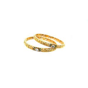 22KT Yellow Gold Antique Jadau Bangles |Pachchigar Jewellers