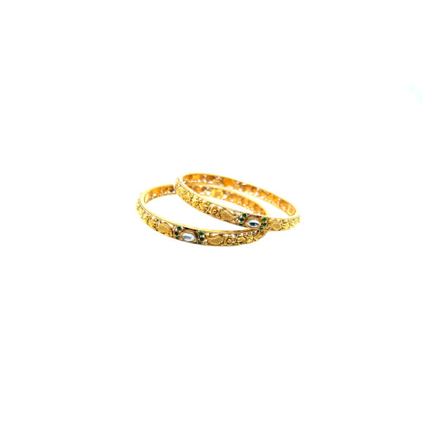 22KT Yellow Gold Antique Jadau Bangles |Pachchigar Jewellers