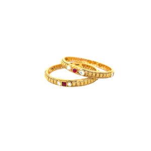 22KT yellow gold Jadtar bangle is adorned with radiant rubies | Pachchigar Jewellers