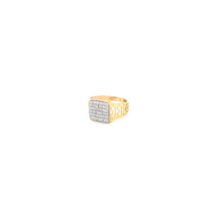 18KT Yellow Gold Mens Ring With Features Diamond Embedded At Its Center| Pachchigar Jewellers