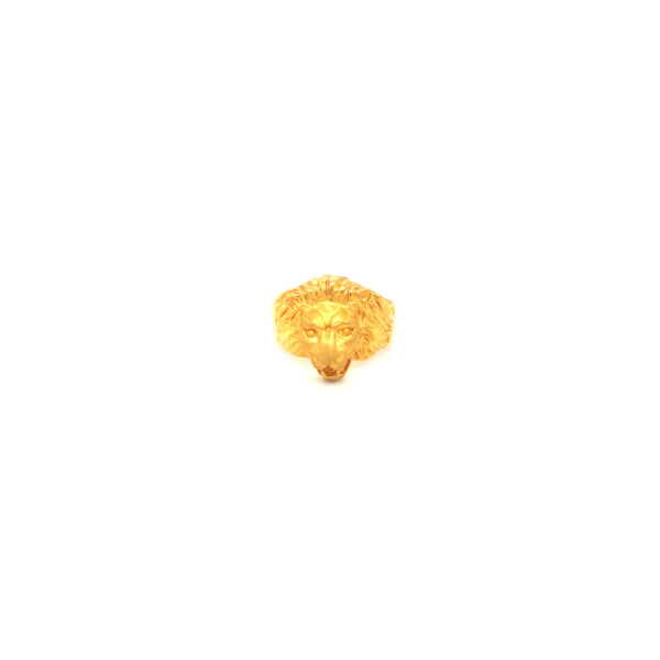 22KT Yellow Gold Mens Ring with  center lion face design| Pachchigar Jewellers