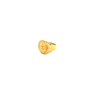 22KT Yellow Gold Mens Ring with  features a center dollar design| Pachchigar Jewellers