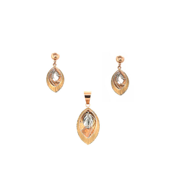 18KT Rose Gold Pendant Set with center American Diamond