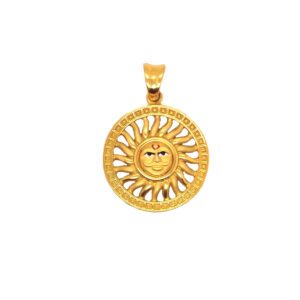 18KT Gold Surya Dev Pendant | Radiant Sun God Design