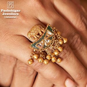 22KT Gold Elephant Motif Heritage Statement Ring