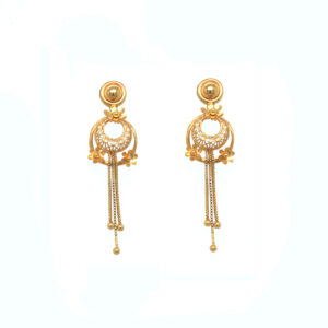 22KT Gold Dangler Earrings – Floral and Filigree Design