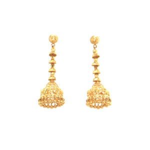 22KT Gold Jhumka Earrings – Traditional Bridal Temple Design