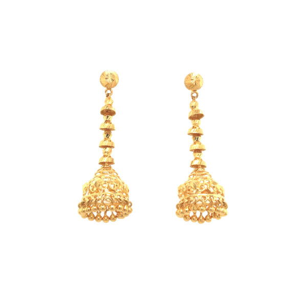 22KT Gold Jhumka Earrings – Traditional Bridal Temple Design