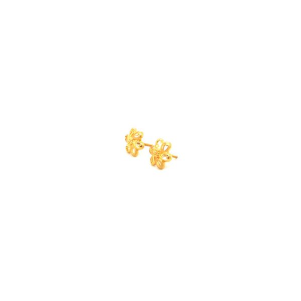 22KT Yellow Gold Floral Studs for Daily Wear