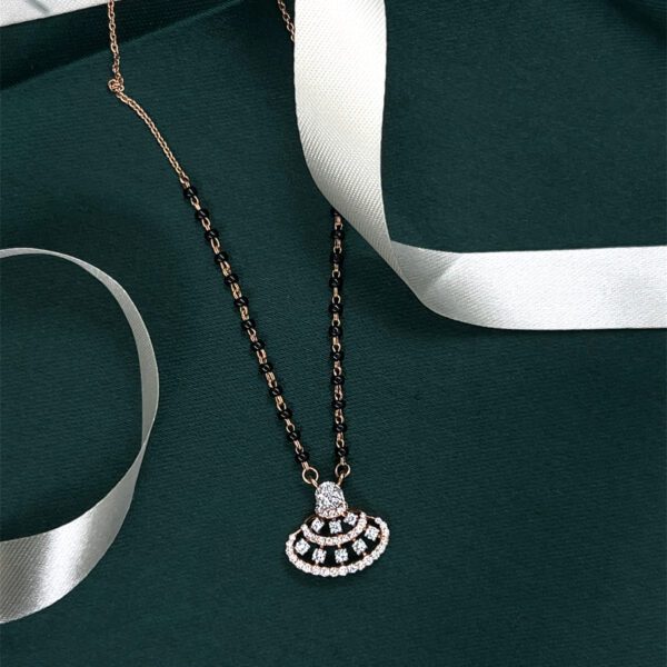 Designer Diamond Mangalsutra Pendant Set - Lightweight & Elegant