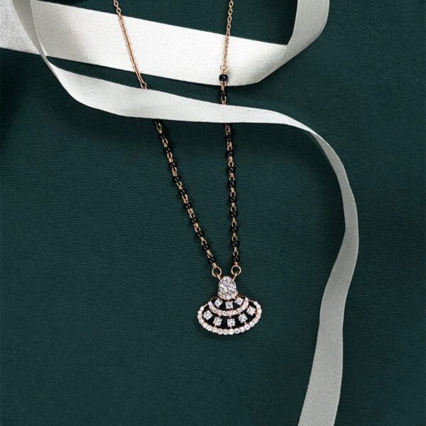 Designer Diamond Mangalsutra Pendant Set - Lightweight & Elegant