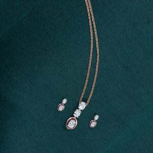 Subtle Sparkle: Diamond Pendant Set with Rose Gold chain