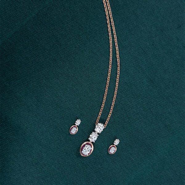 Subtle Sparkle: Diamond Pendant Set with Rose Gold chain