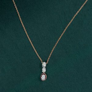 Subtle Sparkle: Diamond Pendant Set with Rose Gold chain