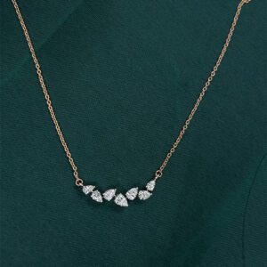 Elegant Sparkle: Diamond Pendant Set with Rose Gold chain And Earring Set