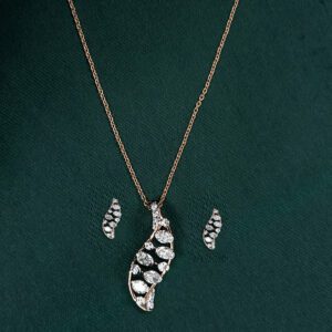 Timeless Shimmer Diamond Pendant Set for Classy Looks with Rose Gold chain