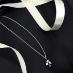 Modern muse: Blue-accented Pendant Set with diamond sparkle And Studs Earring