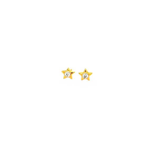 Pure 22K Gold Star Studs – Screw Back, BIS Hallmark
