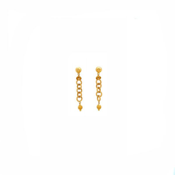 Textured Loop Drop 22KT Gold Earrings | Pachchigar Jewellers