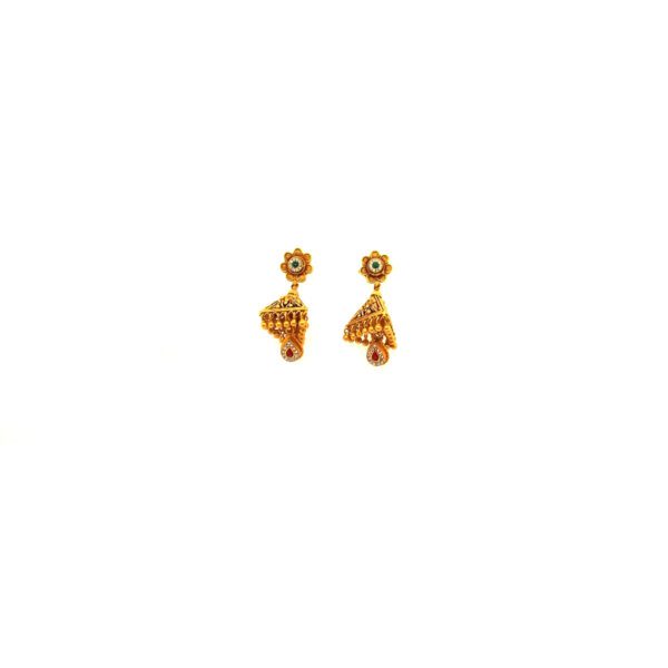 Temple-Inspired 22K Gold Earrings – Traditional Charm with Modern Finish