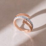 18K Rose Gold Nail-Inspired Diamond Ring Minimalist Style
