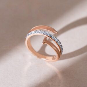 18K Rose Gold Nail-Inspired Diamond Ring Minimalist Style 18K Rose Gold Nail-Inspired Diamond Ring Minimalist Style