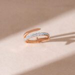 18K Rose Gold Nail-Inspired Diamond Ring Minimalist Style