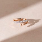 18K Rose Gold Nail-Inspired Diamond Ring Minimalist Style